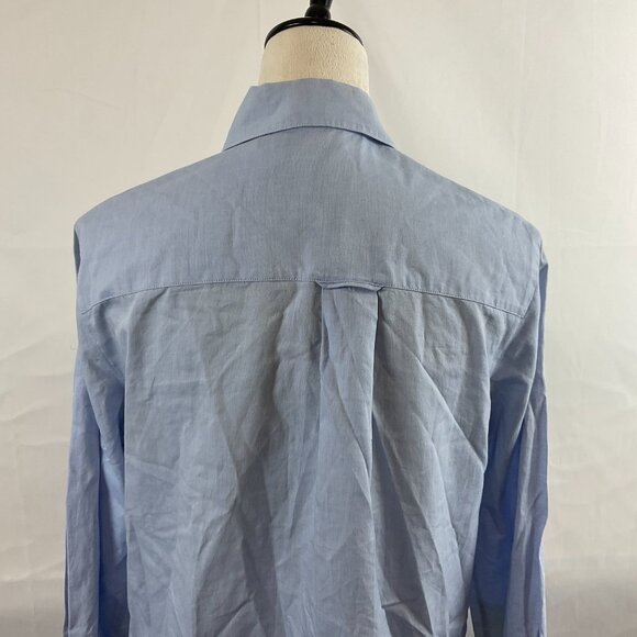 Halston Heritage Shirt Dress 4 Light Blue Oversized Pleat Detail Button Front - Picture 8 of 12